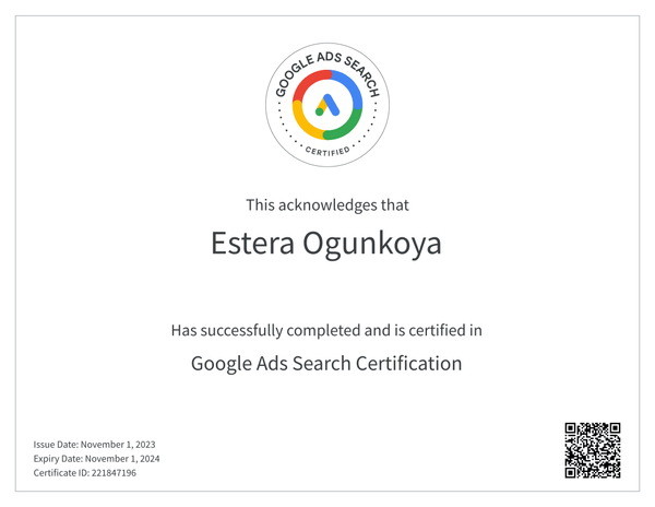Google Ads Search Certification for Digital Marketing